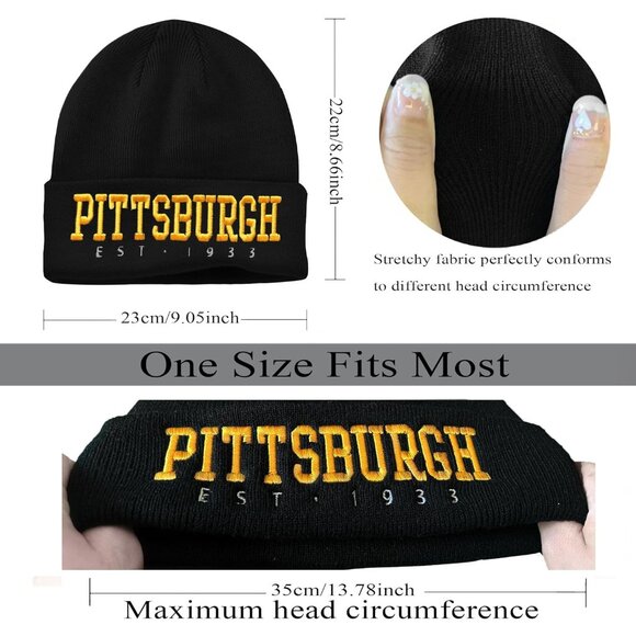 Women's Black & Yellow Soft Knit Winter Hat For Cold Weather Beanie Toque Hat - Picture 2 of 6